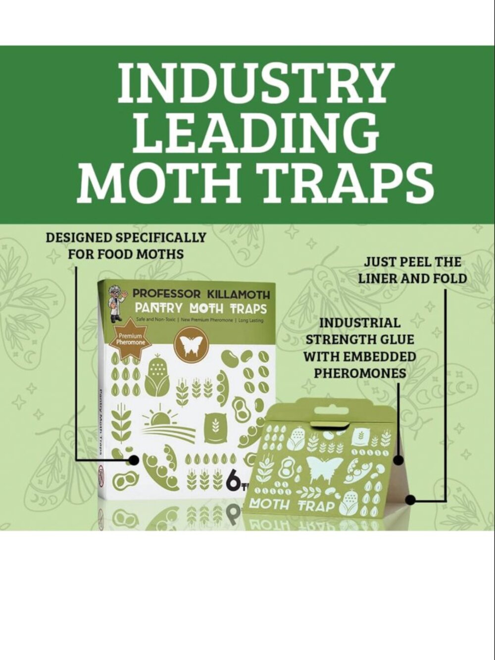 ⭐️ $8 - (SET OF 3) PROFESSOR KILLAMOTH PANTRY MOTH TRAPS - NON-TOXIC - Picture 7 of 9